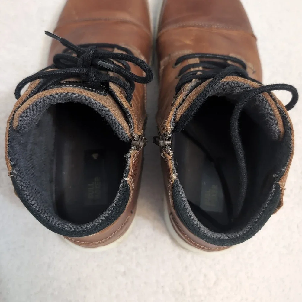 Mens‎ Bullboxer Adyn Chukka Brown Side Zipper Cap Toe Boots  Sz 12 EUC